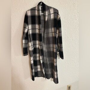 Tahari Black and White Checkered Cardigan
